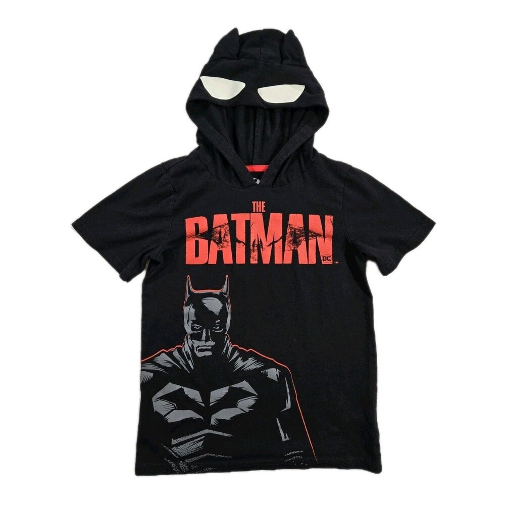 Boys The Batman Short Sleeve Lightweight Hoodie Black Size 6